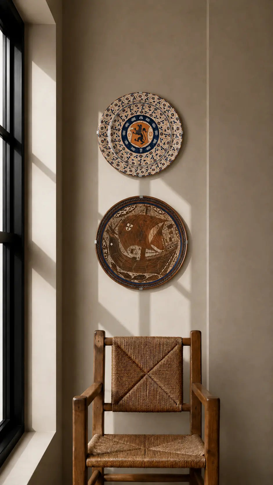 Handmade ceramic bowls, plates, and vases with tin glaze and lustreware finish.