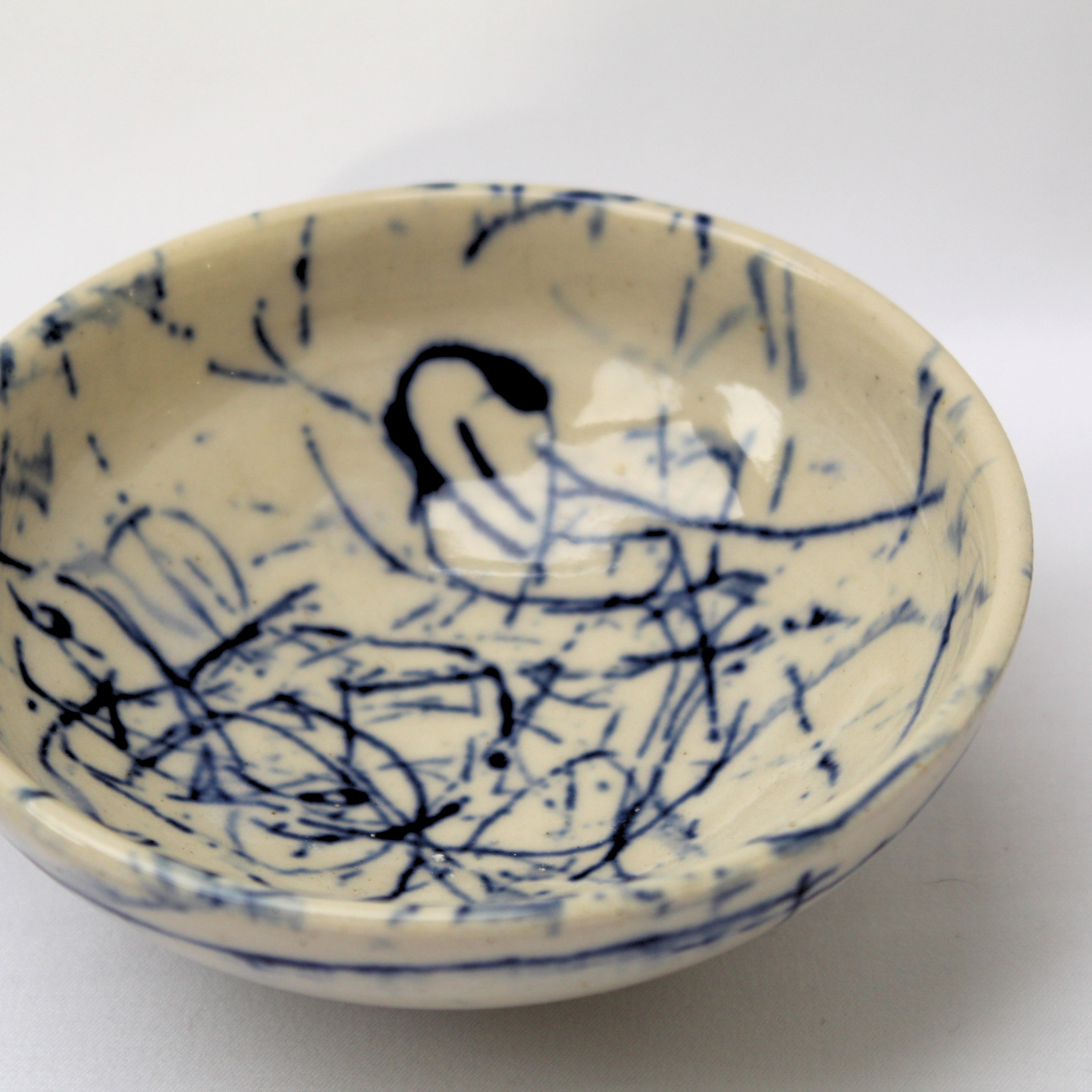 Blue Ink Bird Bowl