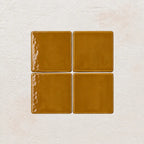Amber light brown handmade ceramic tiles with gloss finish