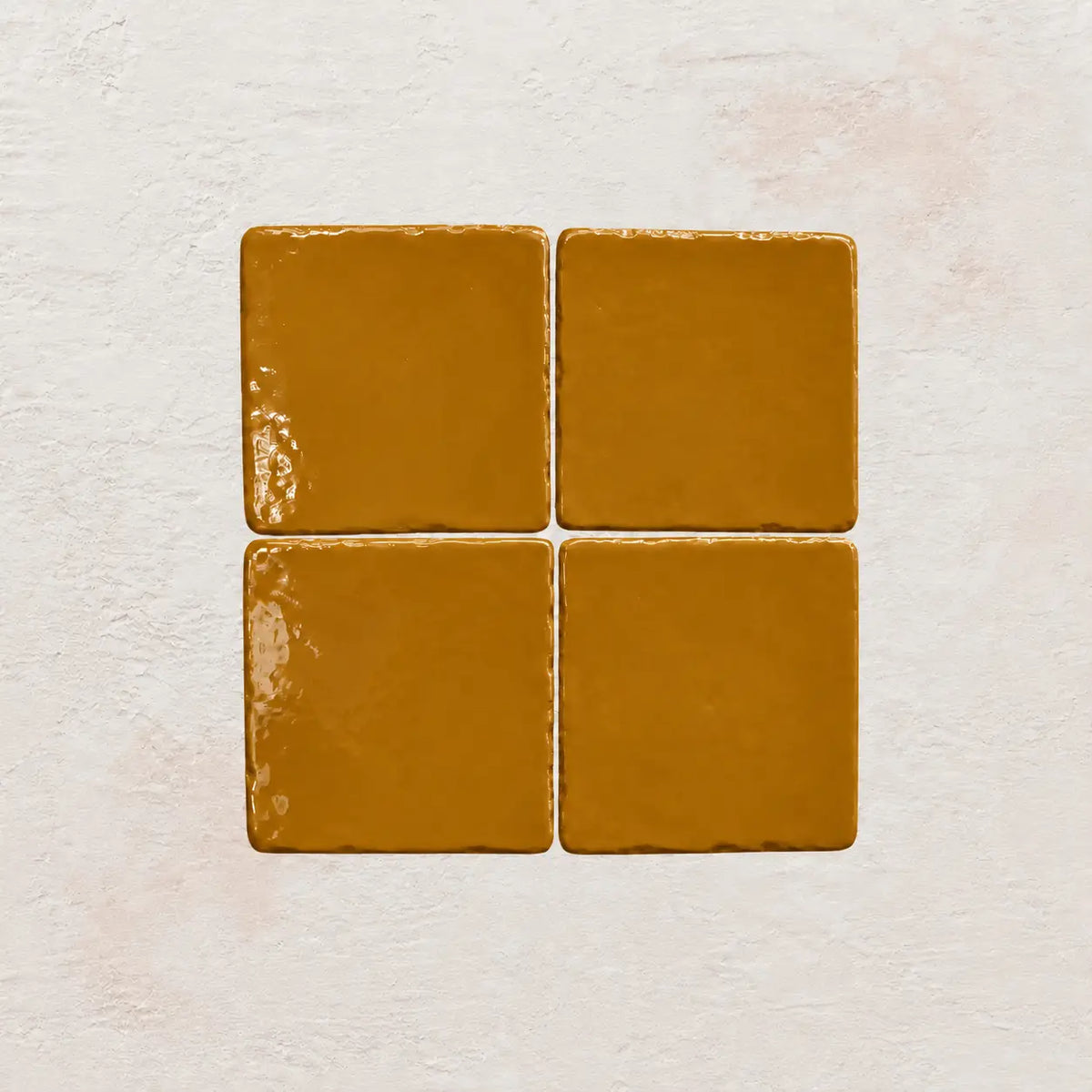 Amber light brown handmade ceramic tiles with gloss finish