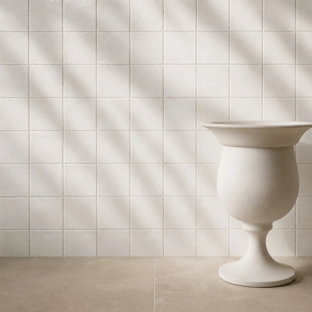 Bright White • Gloss Terracotta Tile