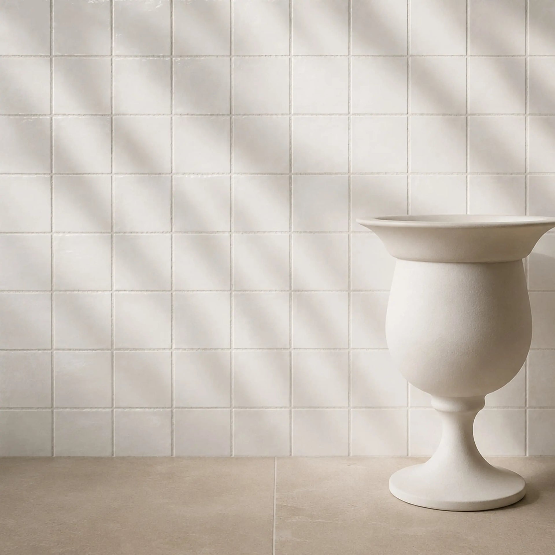Bright White • Gloss Terracotta Tile