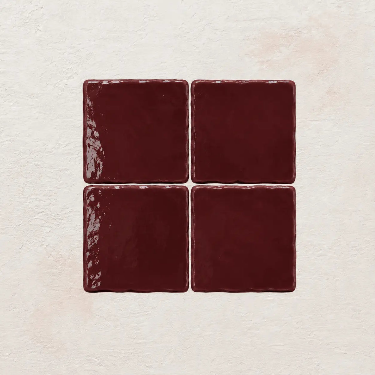Burgundy red handmade ceramic tiles with gloss finish