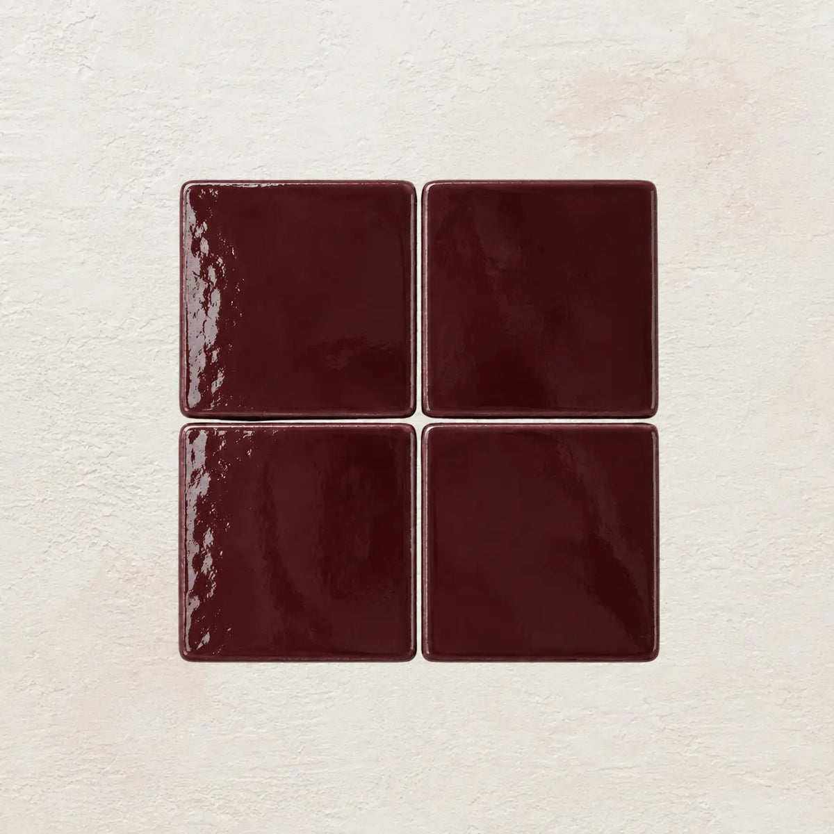 Burgundy red handmade ceramic tiles with gloss finish