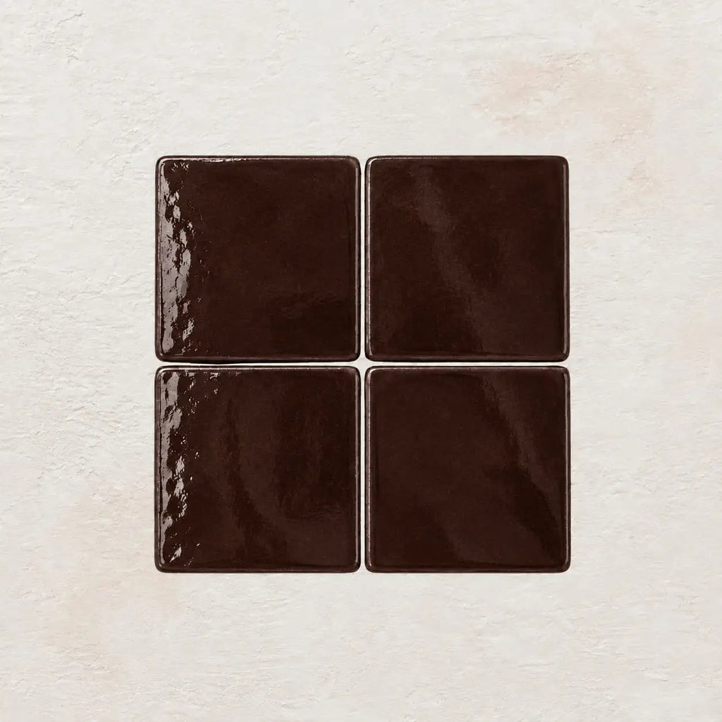 Chocolate Brown handmade ceramic tiles with gloss finish