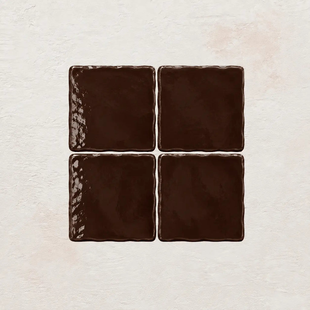 Chocolate Brown handmade ceramic tiles with gloss finish