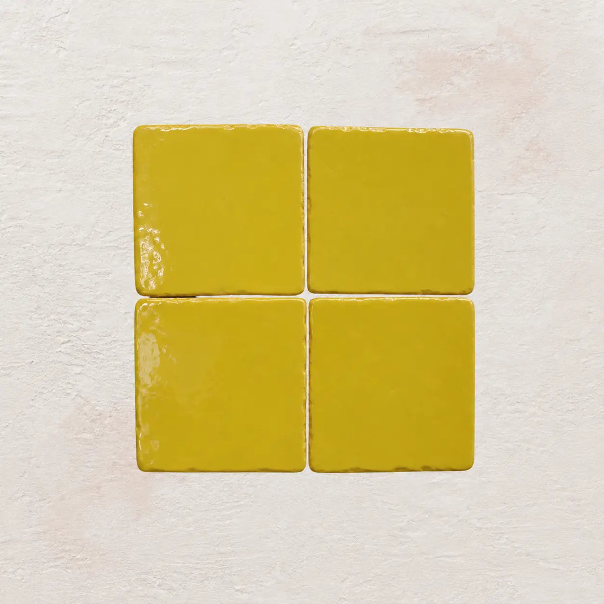 Citron yellow handmade ceramic tiles with gloss finish