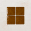 Cognac brown handmade ceramic tiles with gloss finish