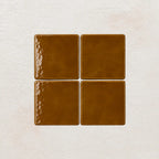 Cognac brown handmade ceramic tiles with gloss finish