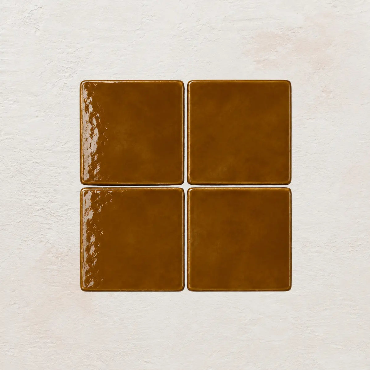 Cognac brown handmade ceramic tiles with gloss finish