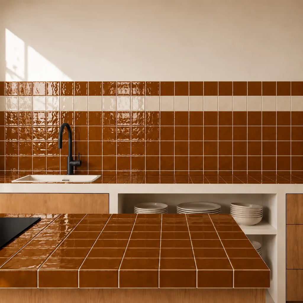 Cognac brown ceramic tiles