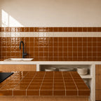 Cognac brown ceramic tiles