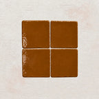 Cognac brown handmade ceramic tiles with gloss finish