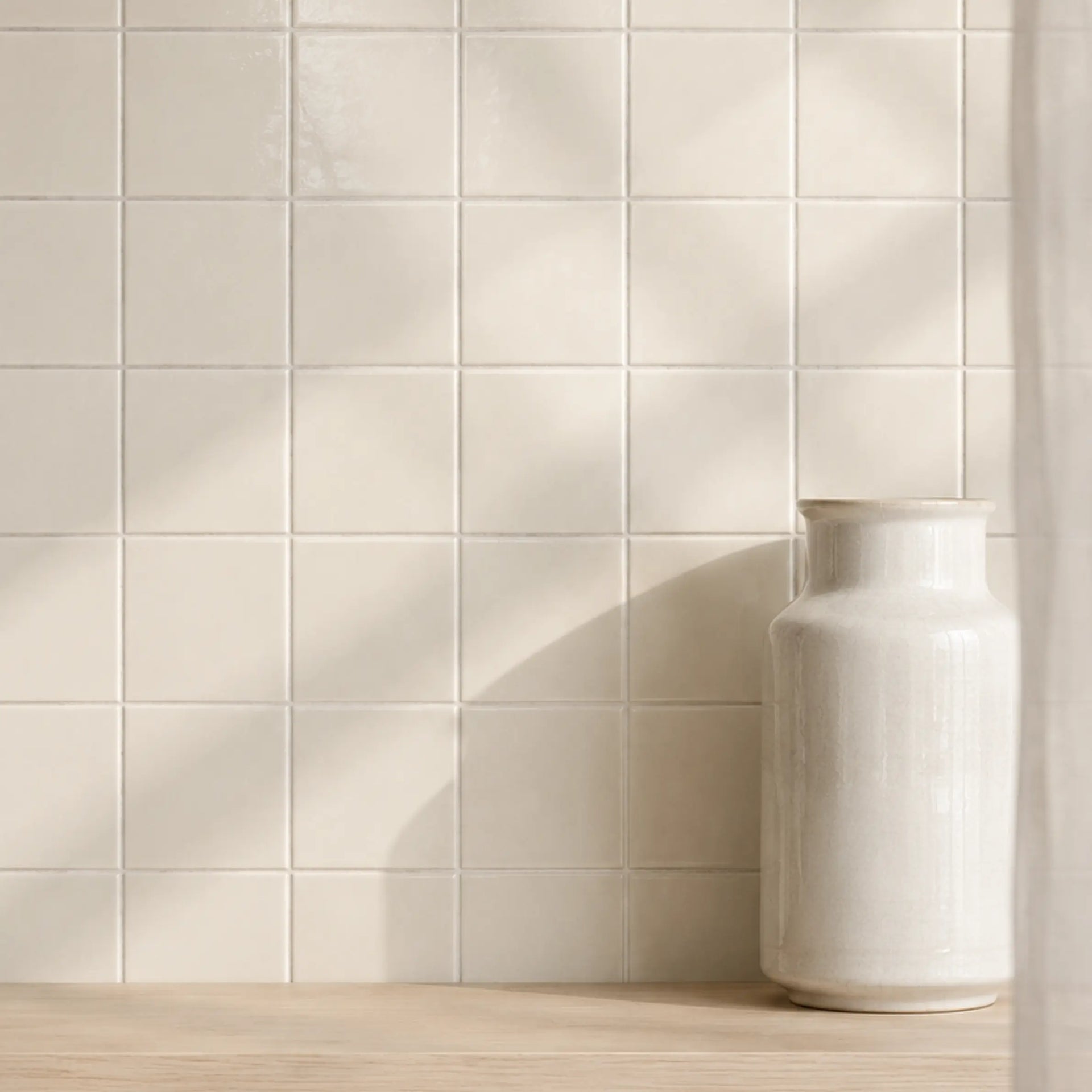 Cream White • Gloss Terracotta Tile