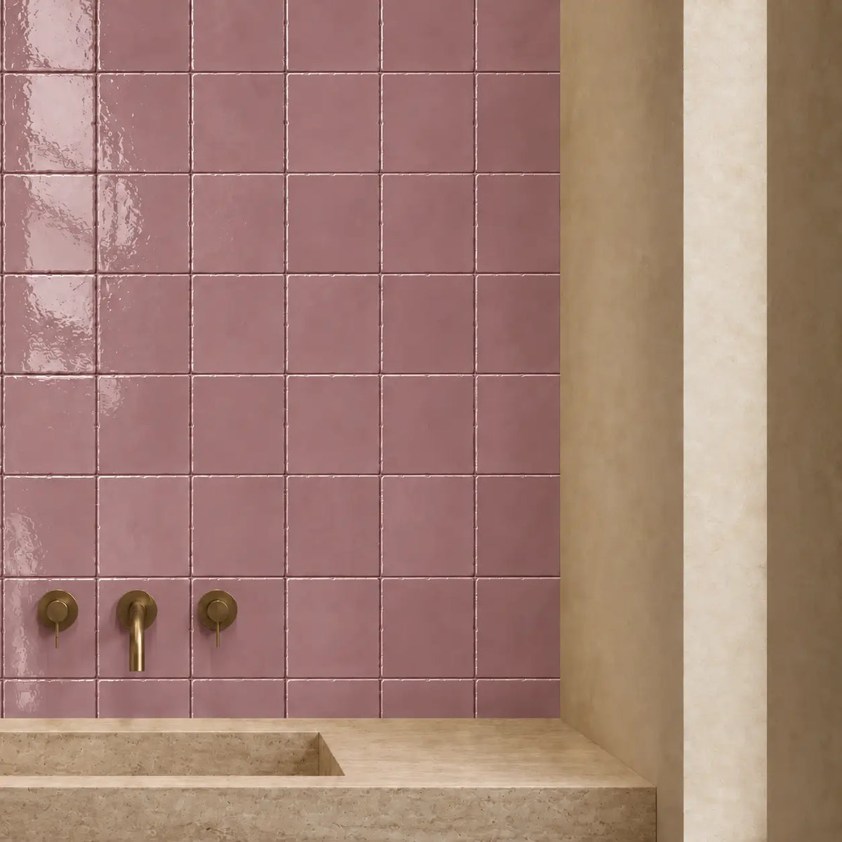 Dusty Pink Ceramic Wall Tiles Bathroom