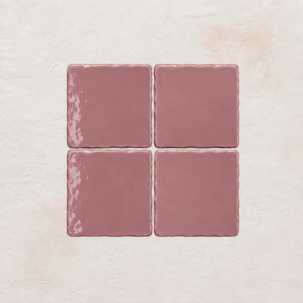Dusty Pink handmade ceramic tiles with gloss finish