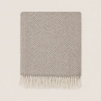Harringbone pattern beige and gray blanket throw blanket in wool