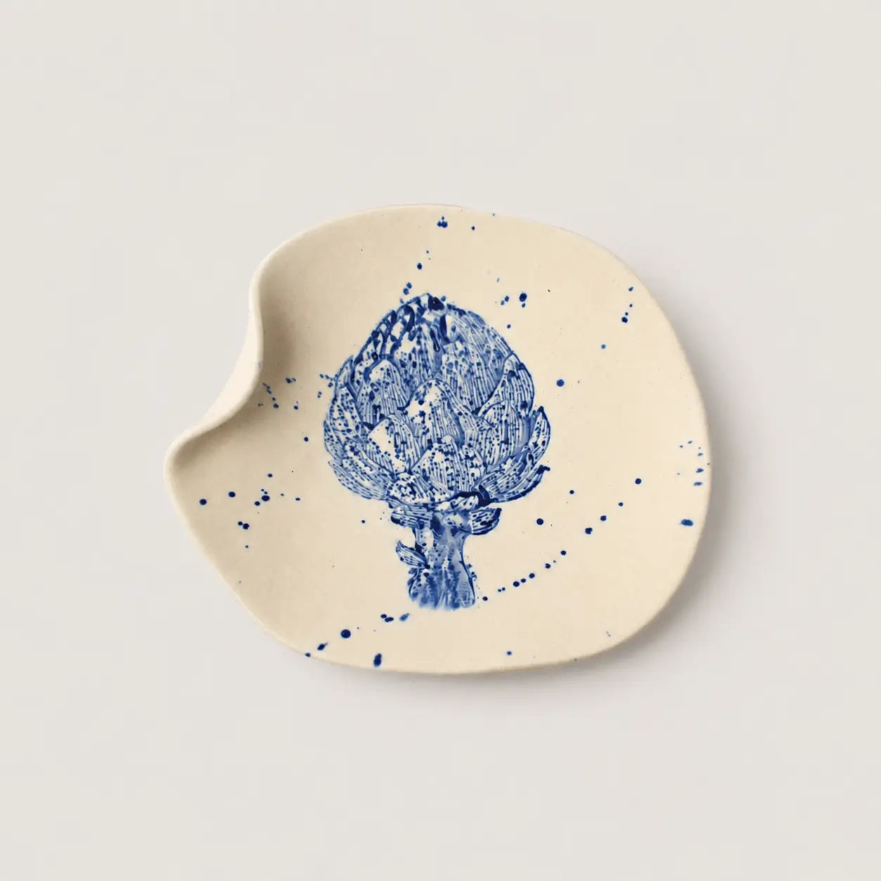 Artichoke hand painted blue dinner plate