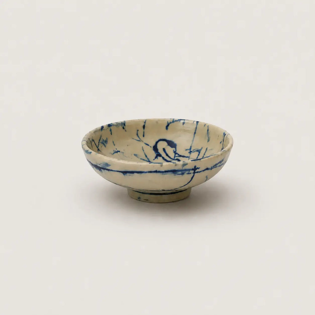 Blue ink bowl in stoneware