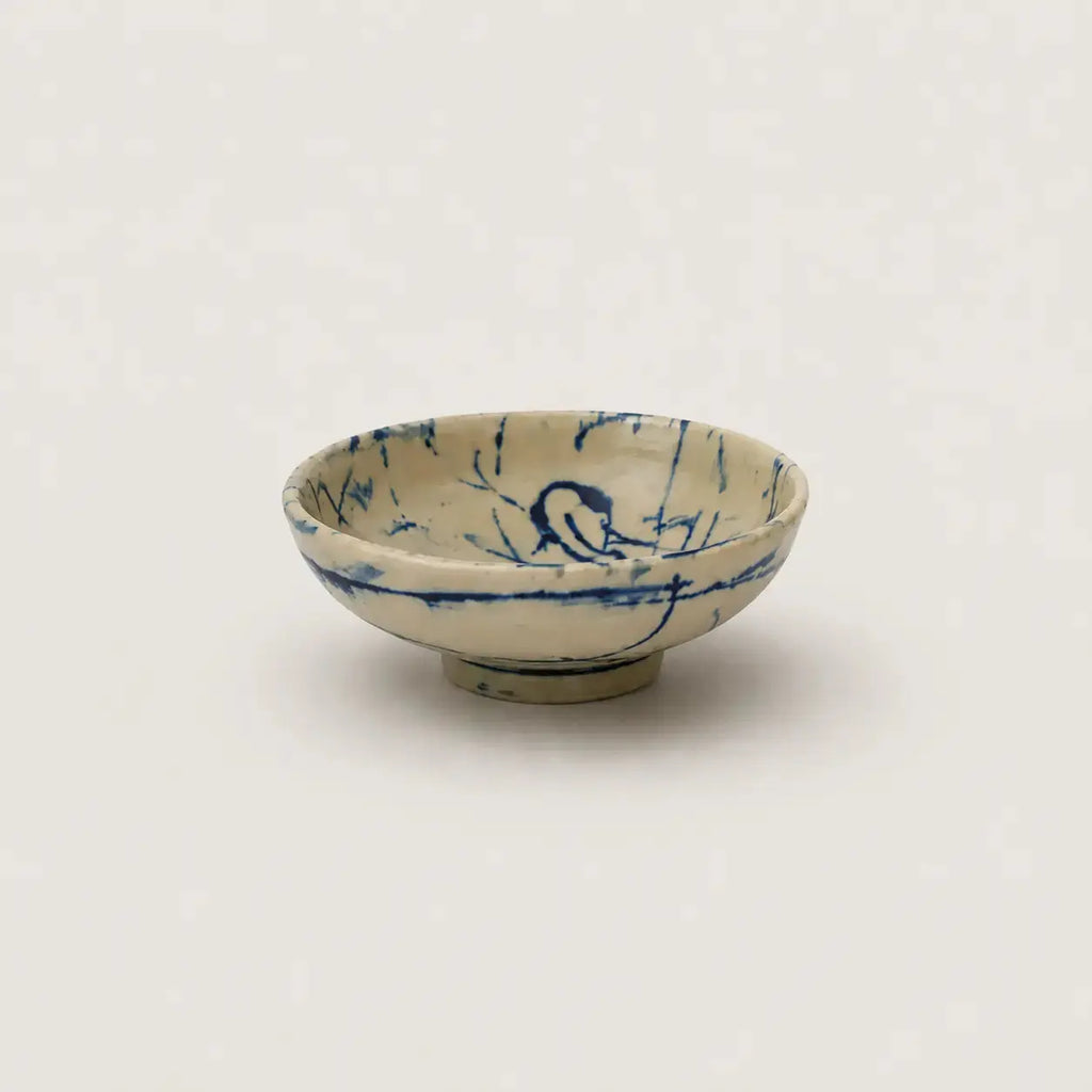 Blue ink bowl in stoneware