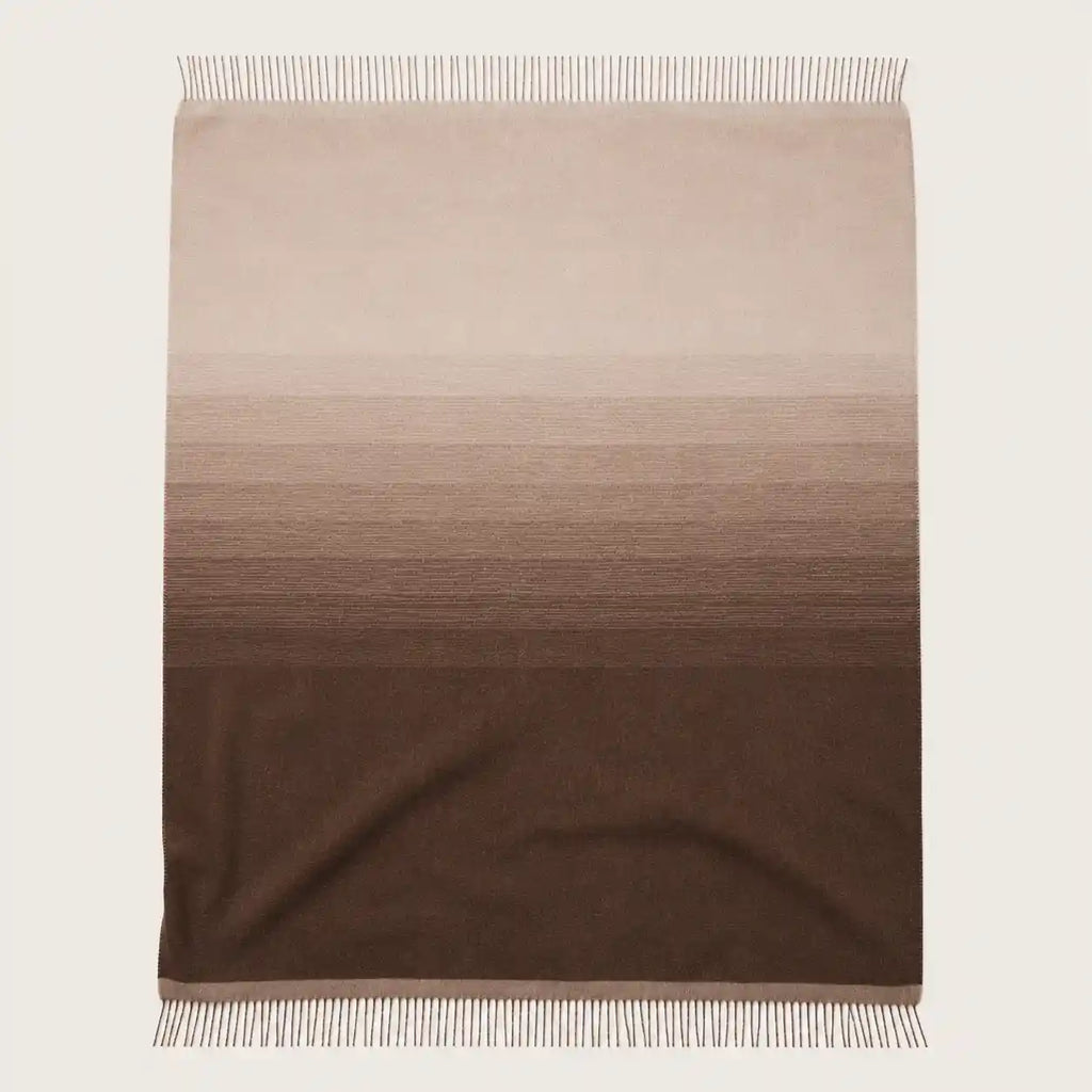 throw blanket in matiz design in chocolate brown and sand colours. Woven with Alpaca fibres