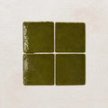Moss green handmade ceramic tiles with gloss finish