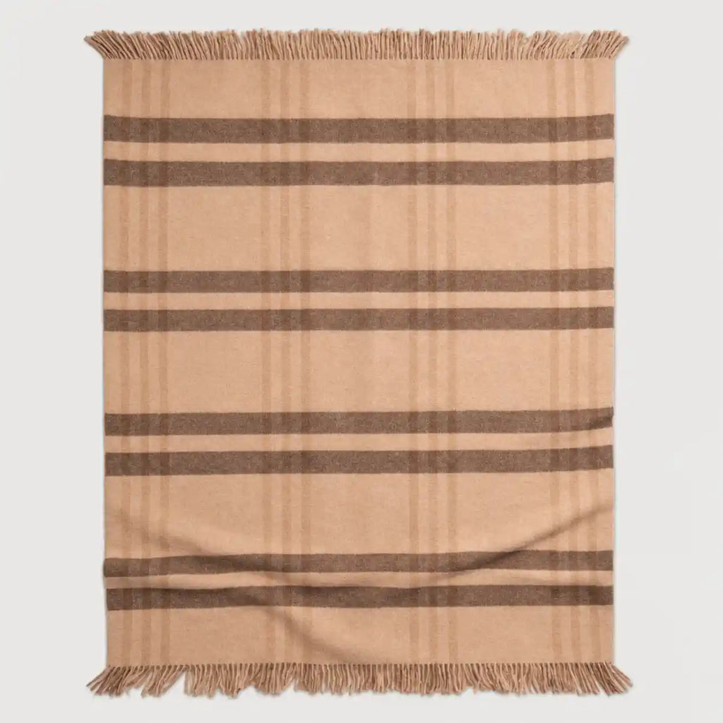 plaid throw blanket in caramel 100% alpaca