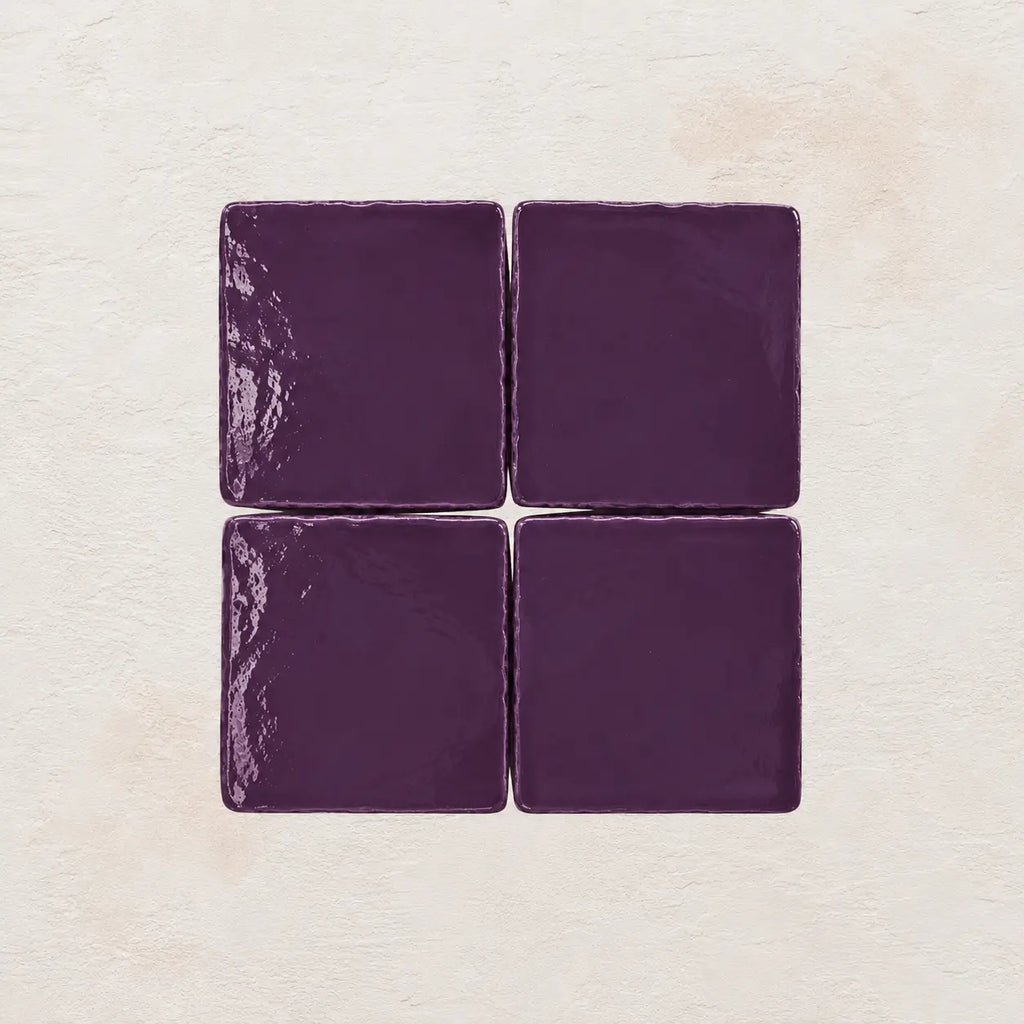 Plum handmade ceramic tiles with matte finish