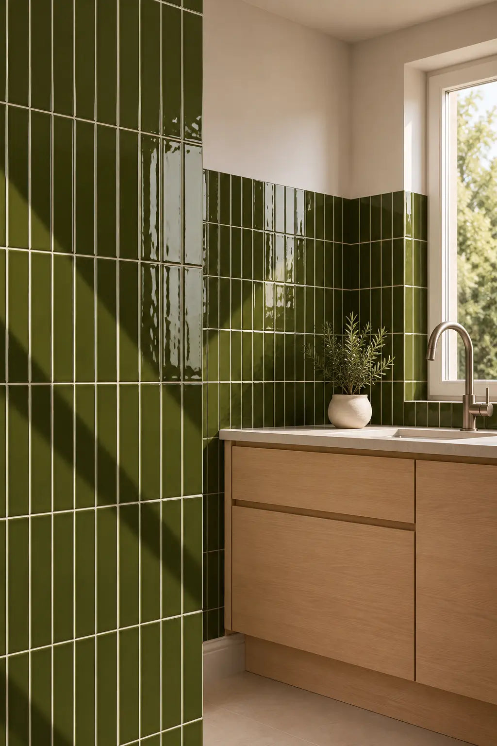 Olive Green • Gloss • Rectangular Tile