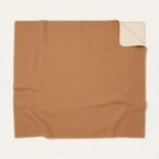 extended reversible throw blanket in camel and ivory close up 100% alpaca