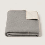 Alpaca Reversible Throw Blanket Grey Ivory Close Up folded blanket