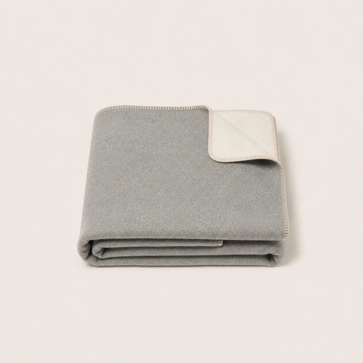 Alpaca Reversible Throw Blanket Grey Ivory Close Up folded blanket