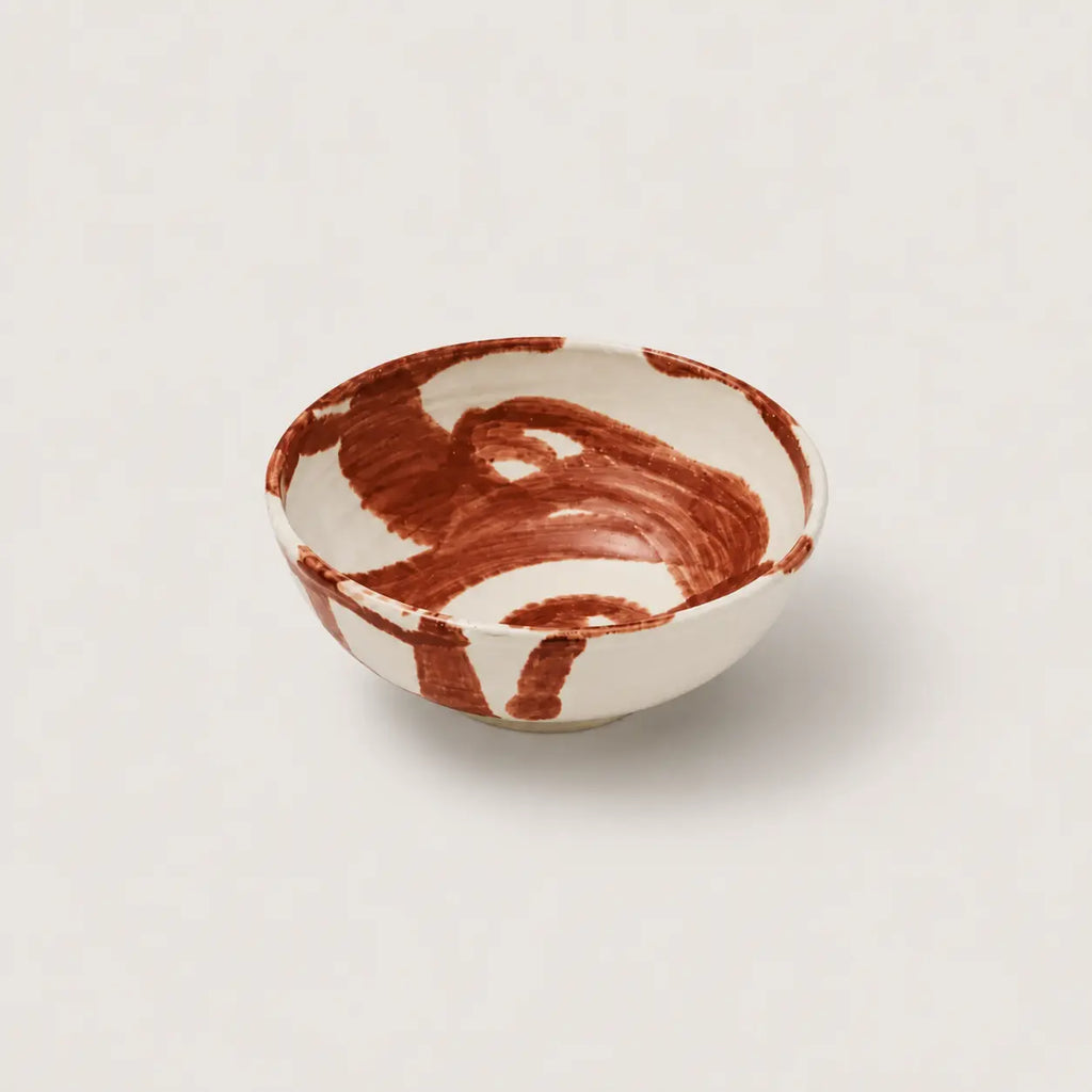 snack bowl in rust colour and white base