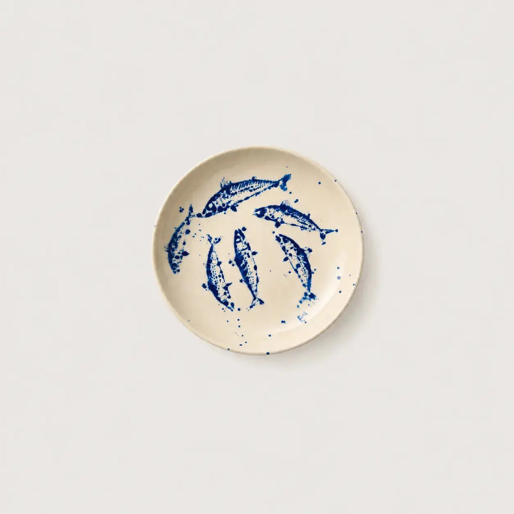 Mackerel fish hand painted in blue. Dinner Plate