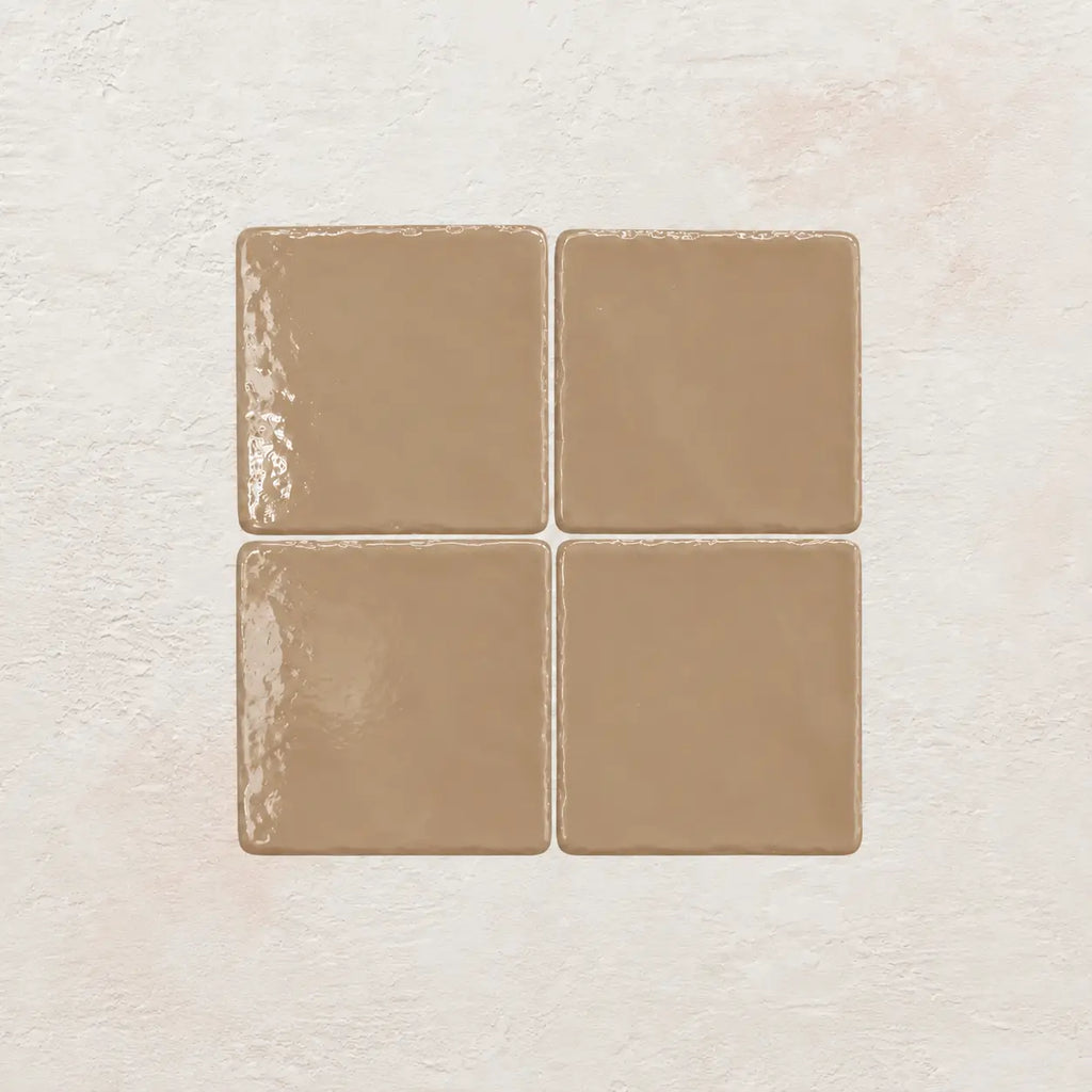 Sand colour handmade ceramic tiles with gloss finish