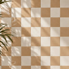 sand colour ceramic tiles in checkerboard pattern