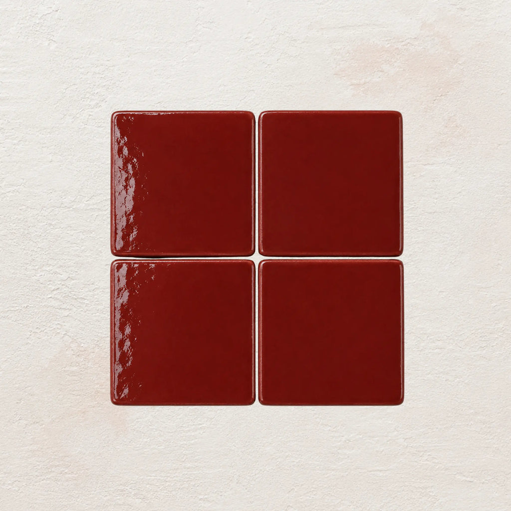Scarlet red handmade ceramic tiles with gloss finish