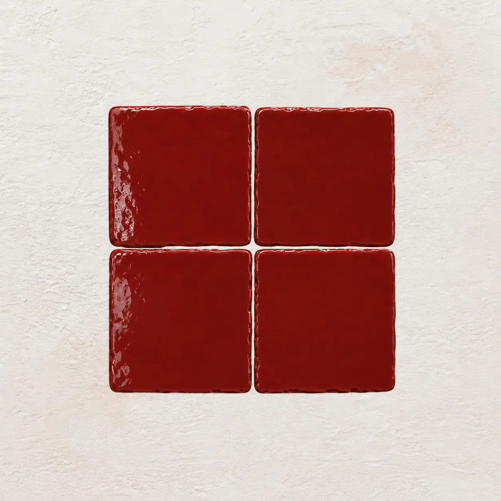 Scarlet red handmade ceramic tiles with gloss finish