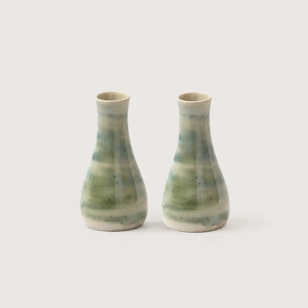 Mini vase painted in dark forest green