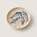 Shoal handmade stoneware tapas plate with cobalt blue sardines