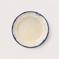 Shoreline handmade stoneware dinner plate with cobalt blue rim