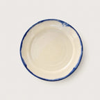 Shoreline handmade stoneware dinner plate with cobalt blue rim
